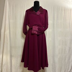 Chic Long Sleeve Burgundy Dress